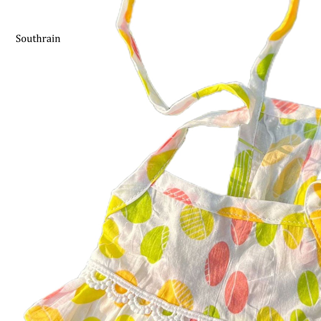 Đầm Hai Dây Dáng Dài In Họa Tiết Tươi Mới Thời Trang Cho Cún Cưng