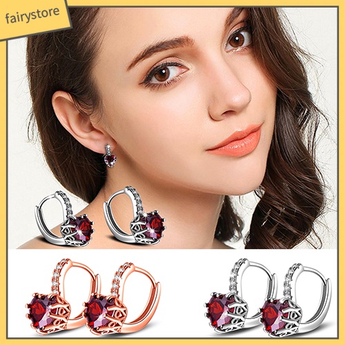 Bông Tai Đeo Vành Tai Hình Trái Tim Đính Đá Zircon Thời Trang Cho Nữ