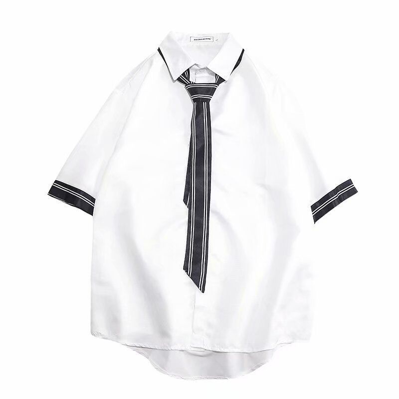 Áo Sơ Mi Tay Lửng Dáng Rộng Thời Trang Mùa Hè Hàn Quốc Dành Cho Nam