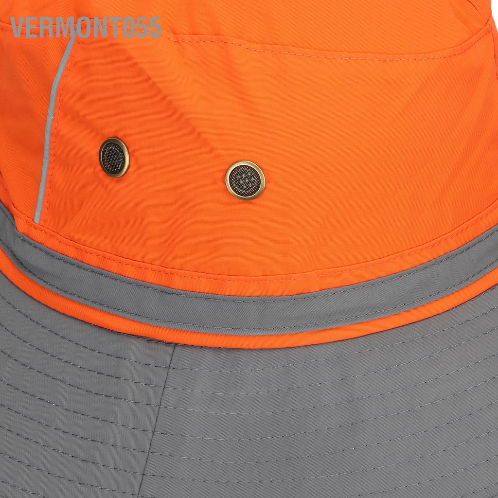 Vermont055 UPF50 + Câu Cá Nón Với Dải Phản Quang Lưới Lỗ Thông Hơi Có Thể Điều Chỉnh Rộng Vành Hat Cho Ngoài Trời Leo Núi Cam