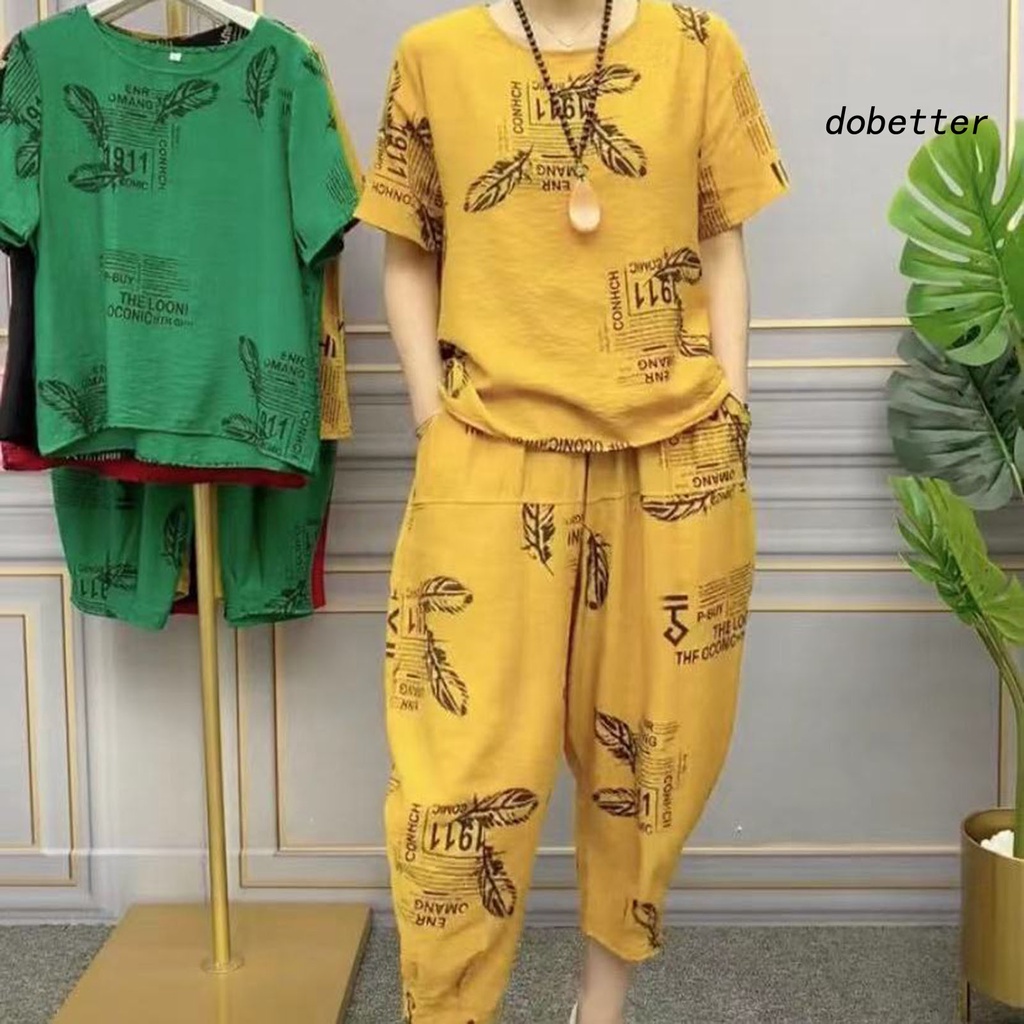 Bộ Đồ Ngủ 2 Món Áo Cổ Tròn Tay Ngắn Phối Quần Short Lưng Thun Mềm Mại Thoáng Khí Thời Trang Mùa Hè Cho Bạn Gái