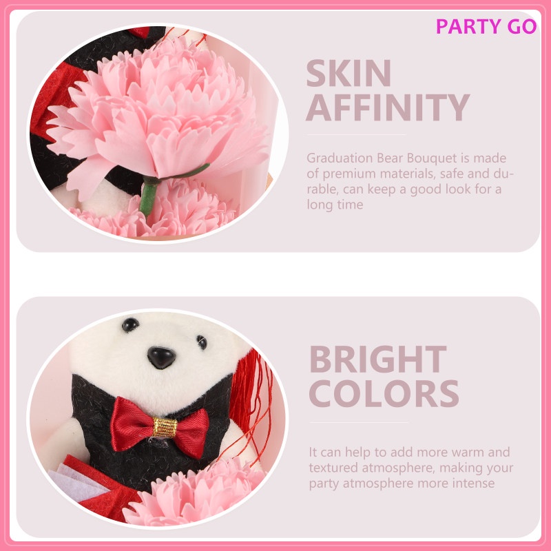 Bó Hoa Hồng Nhân Tạo Trang Trí Tiệc Cưới Gấu Nhồi Bông Nhỏ Nhắn Dễ Thương Dùng Trang Trí Tiệc Tốt Nghiệp