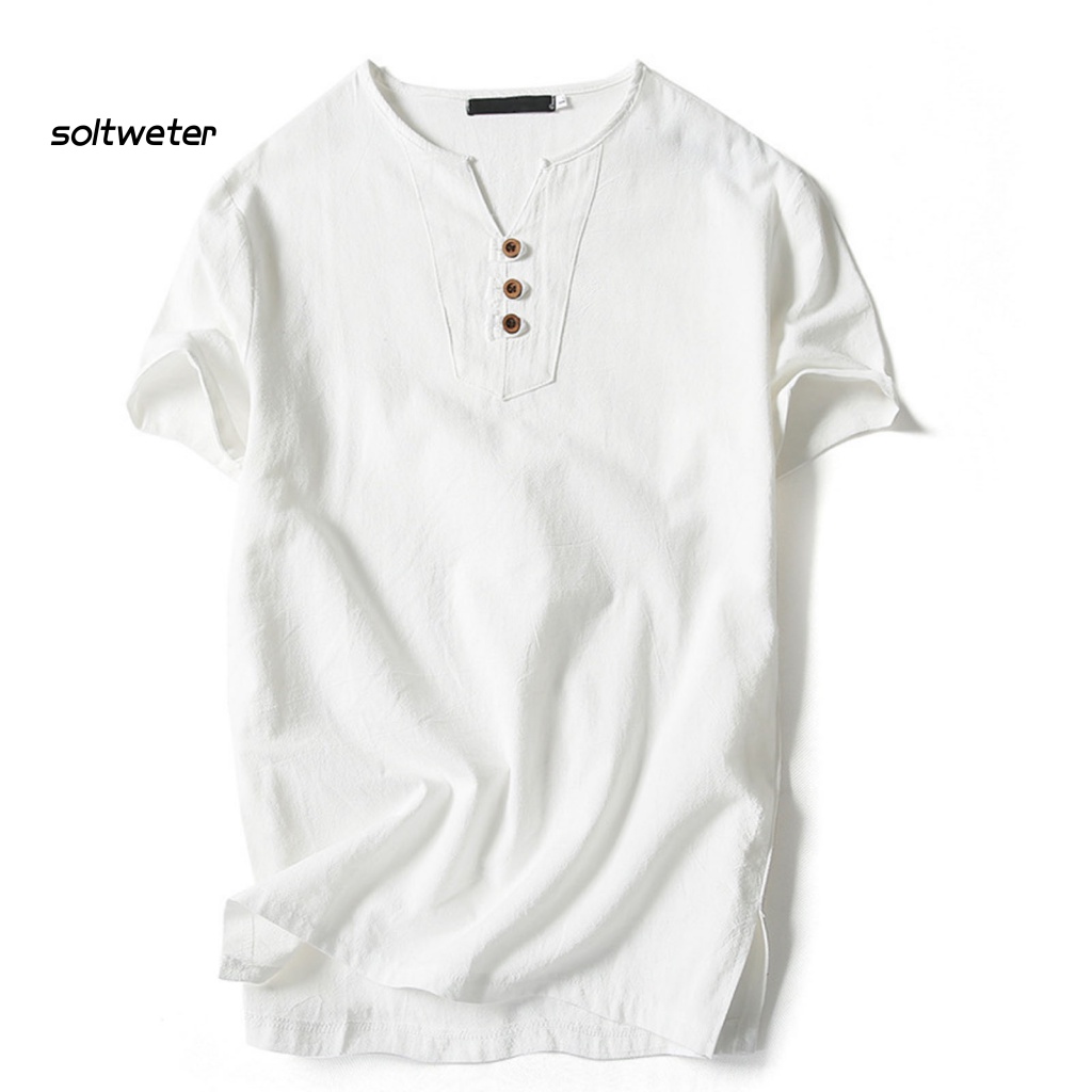 Áo Sơ Mi Nam Cổ Chữ V Thiết Kế Đơn Giản Phù Hợp Cho Mùa Hè