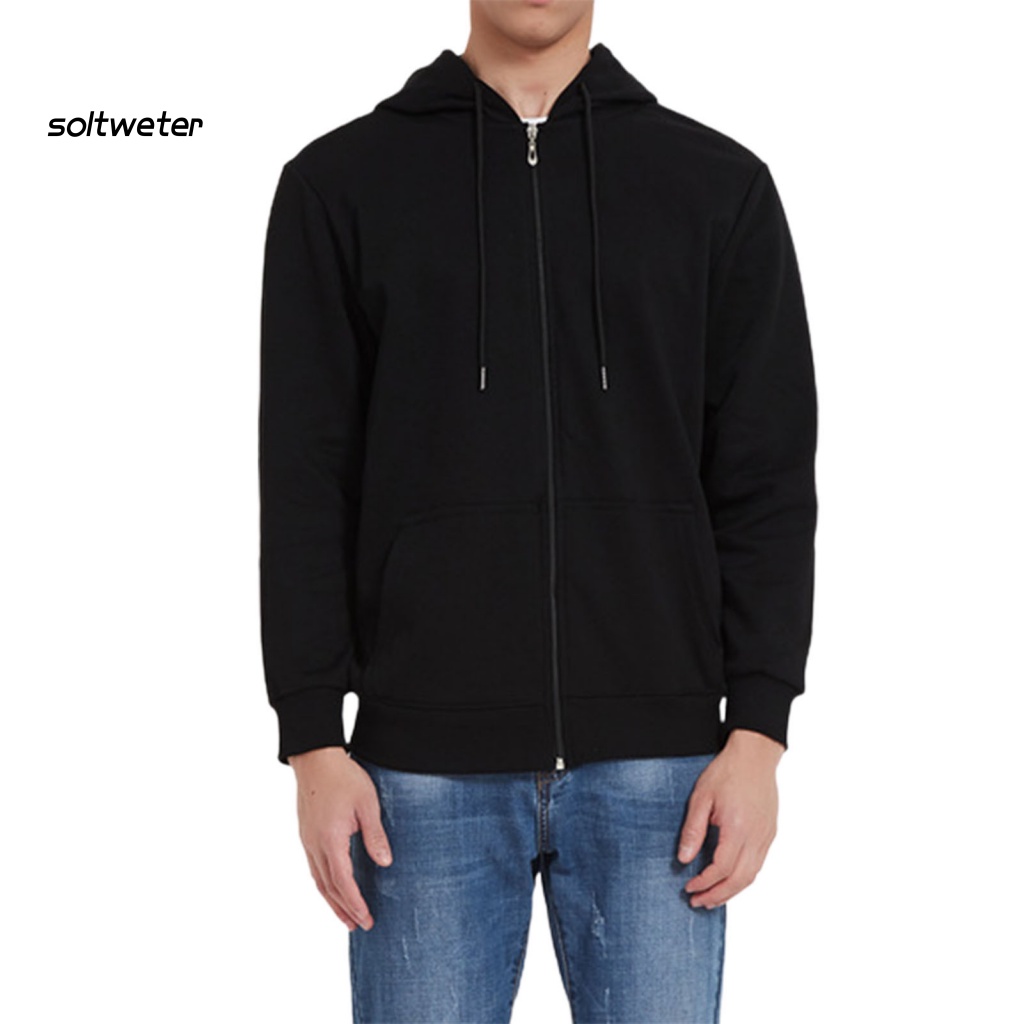 Áo Khoác Có Nón Và Dây Rút Bằng Vải Lông Cừu Màu Sắc Trơn Có Túi Dành Cho Nam