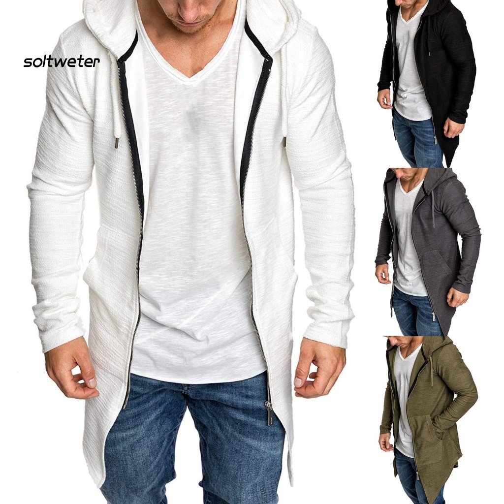 Áo Khoác Hoodie Dài Tay Mềm Mại Có Khóa Kéo Thời Trang Cho Nam