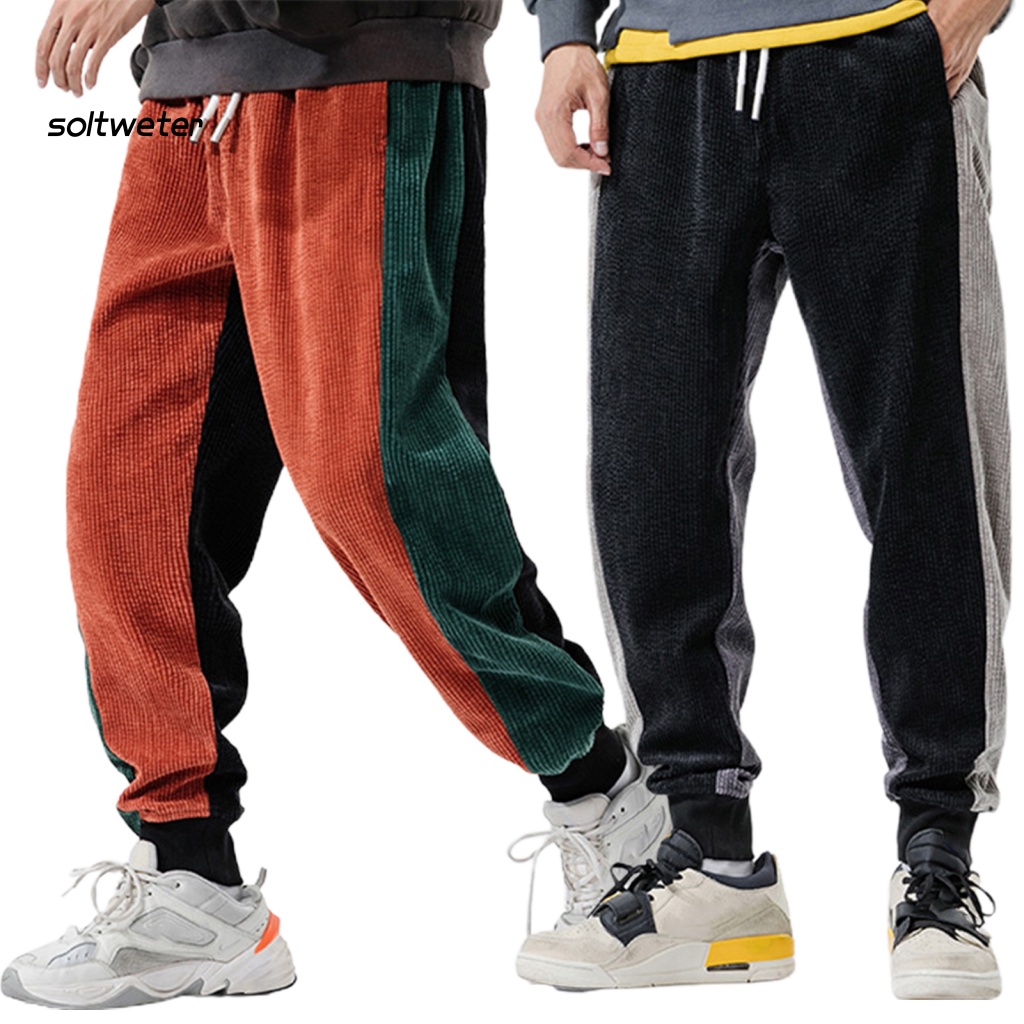 Quần Thể Thao Dày Dặn Giữ Ấm Màu Sắc Tương Phản Thời Trang Thu Đông Cho Nam