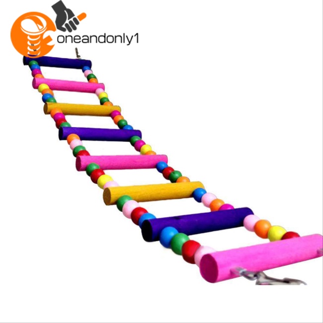 Thang Gỗ Đồ Chơi Nhiều Màu Sắc Kèm Dây Treo Dành Cho Chim Vẹt