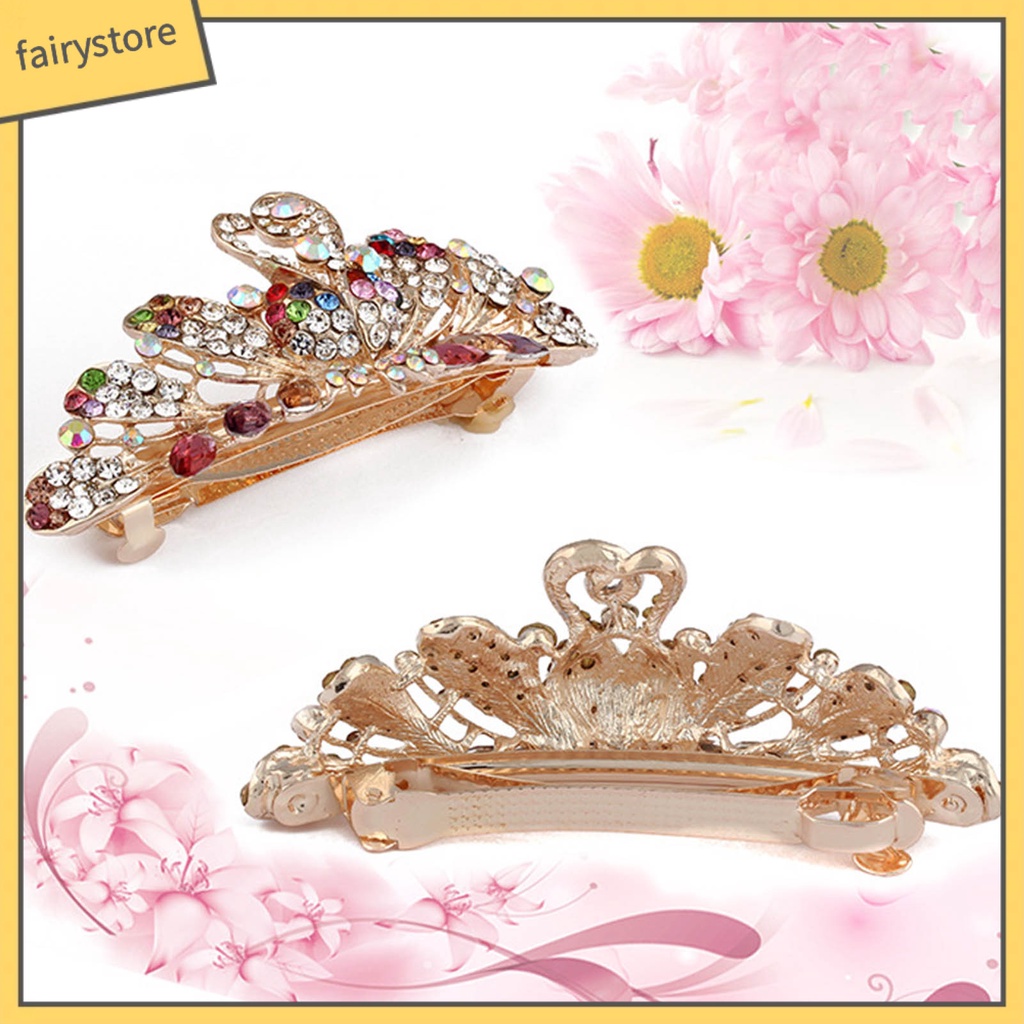 Kẹp Tóc Đính Đá Lấp Lánh Bằng Thép Không Gỉ Chống Trượt Trọng Lượng Nhẹ