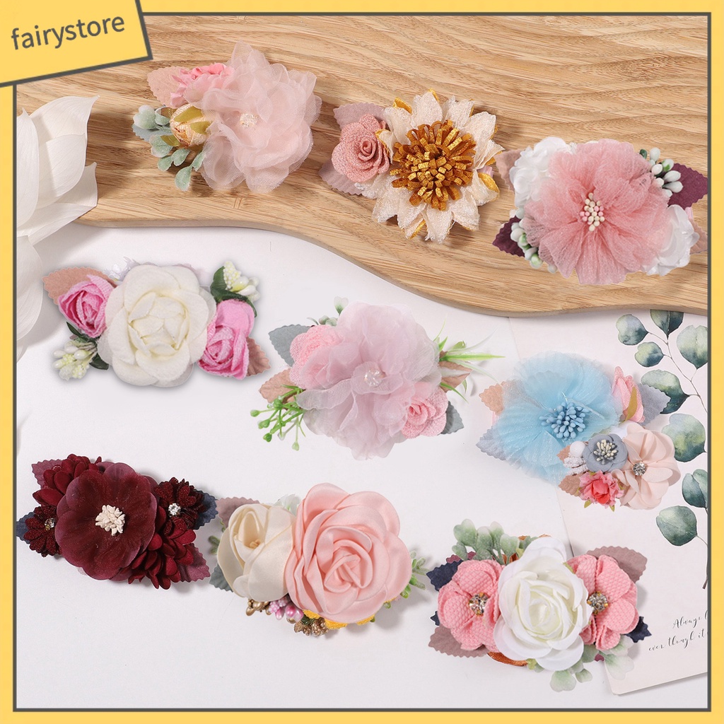 Kẹp Tóc Hình Hoa Đính Ngọc Trai Nhân Tạo Nhiều Kiểu Dáng Khác Nhau Cho Bé Gái