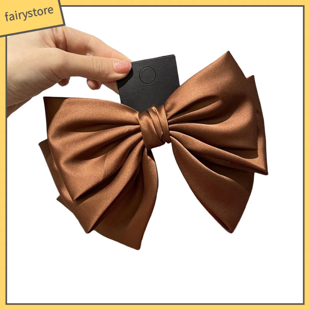 Kẹp Tóc Ba Lớp Hình Nơ Lớn Không Trơn Màu Sắc Trọng Lượng Nhẹ Dành Cho Nữ