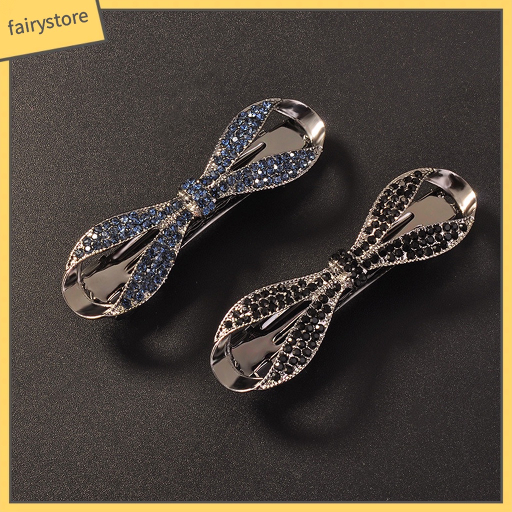 Kẹp Tóc Hình Nơ Đính Đá Lấp Lánh Co Giãn Gọn Nhẹ Chống Gỉ