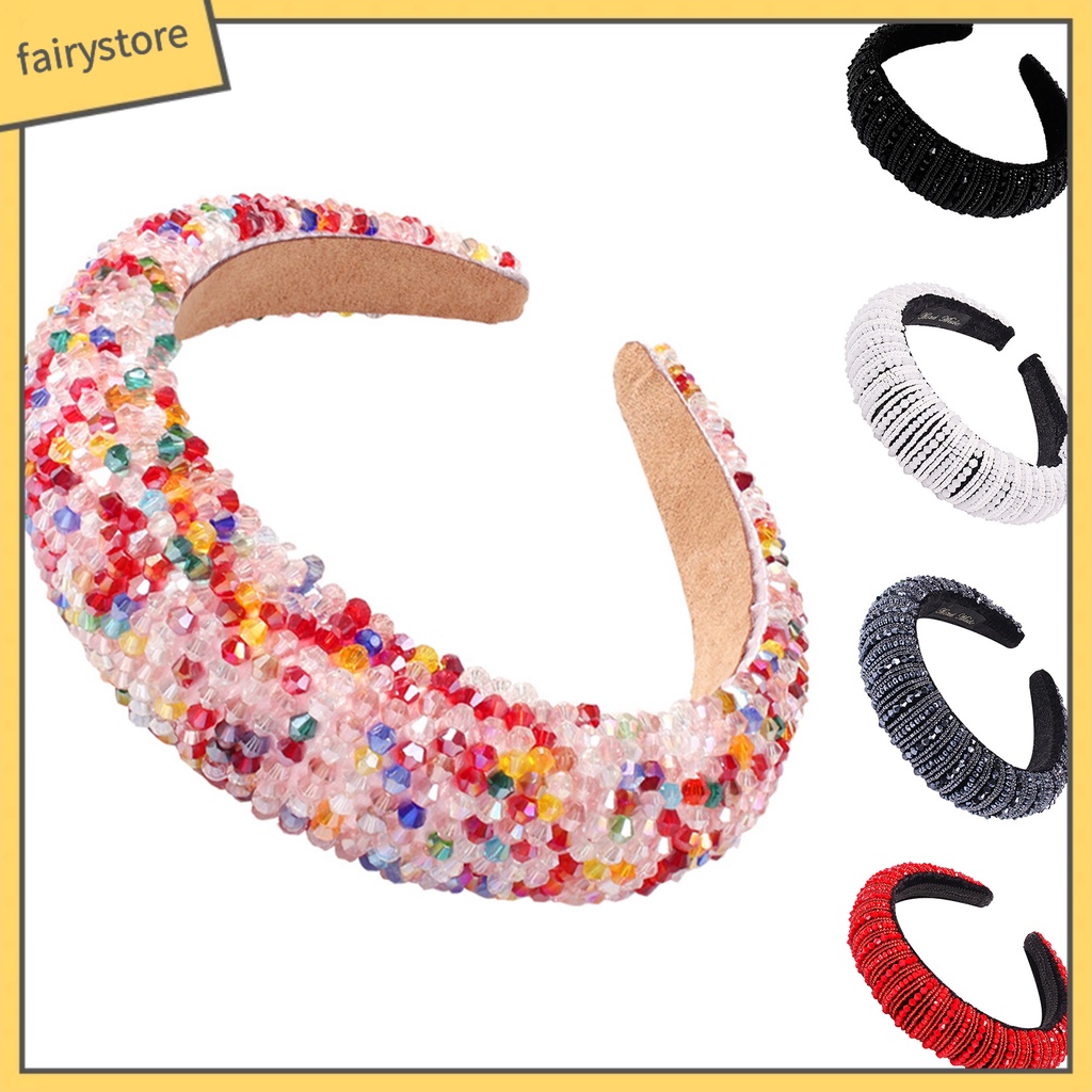 Băng Đô Cài Tóc Bản Rộng Đính Đá Nhiều Màu Sắc Thời Trang Cho Nữ