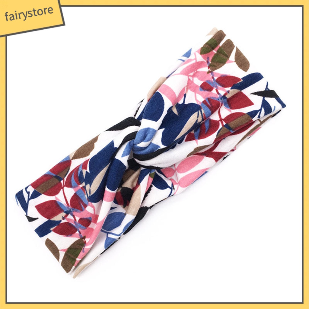 Băng Đô Cài Tóc Bản Rộng Co Giãn In Họa Tiết Hoa Xinh Xắn Cho Nữ