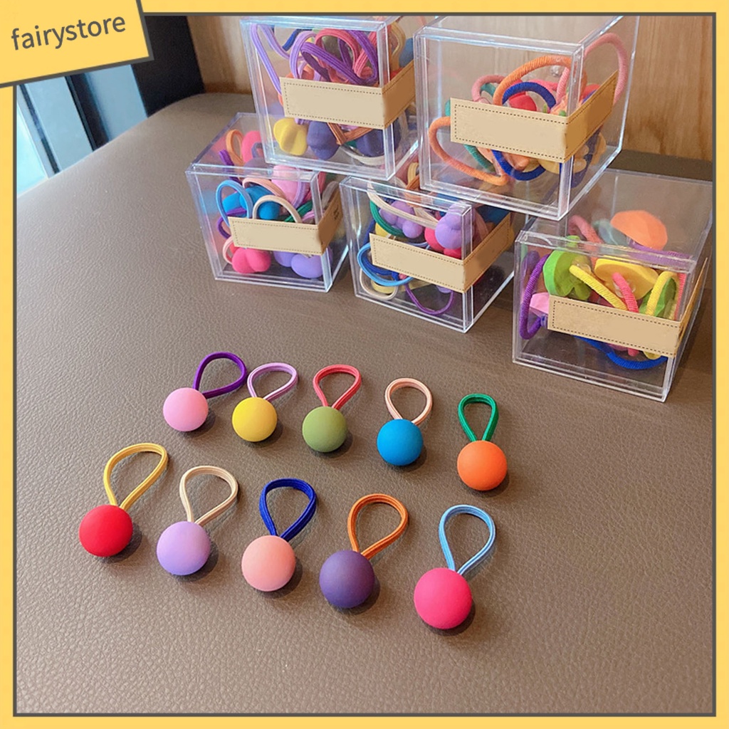 Set 10 Dây Cột Tóc Cao Su Hình Ngôi Sao Năm Cánh Màu Sắc Kẹo Ngọt Xinh Xắn