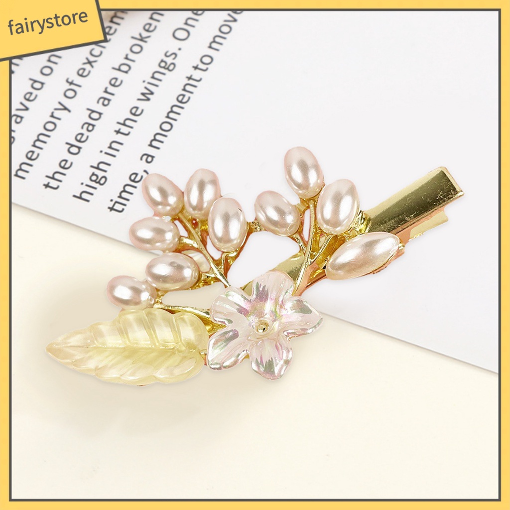 Kẹp Tóc Hoa Đính Ngọc Trai Giả Phong Cách Hàn Quốc Ngọt Ngào Cho Cô Dâu