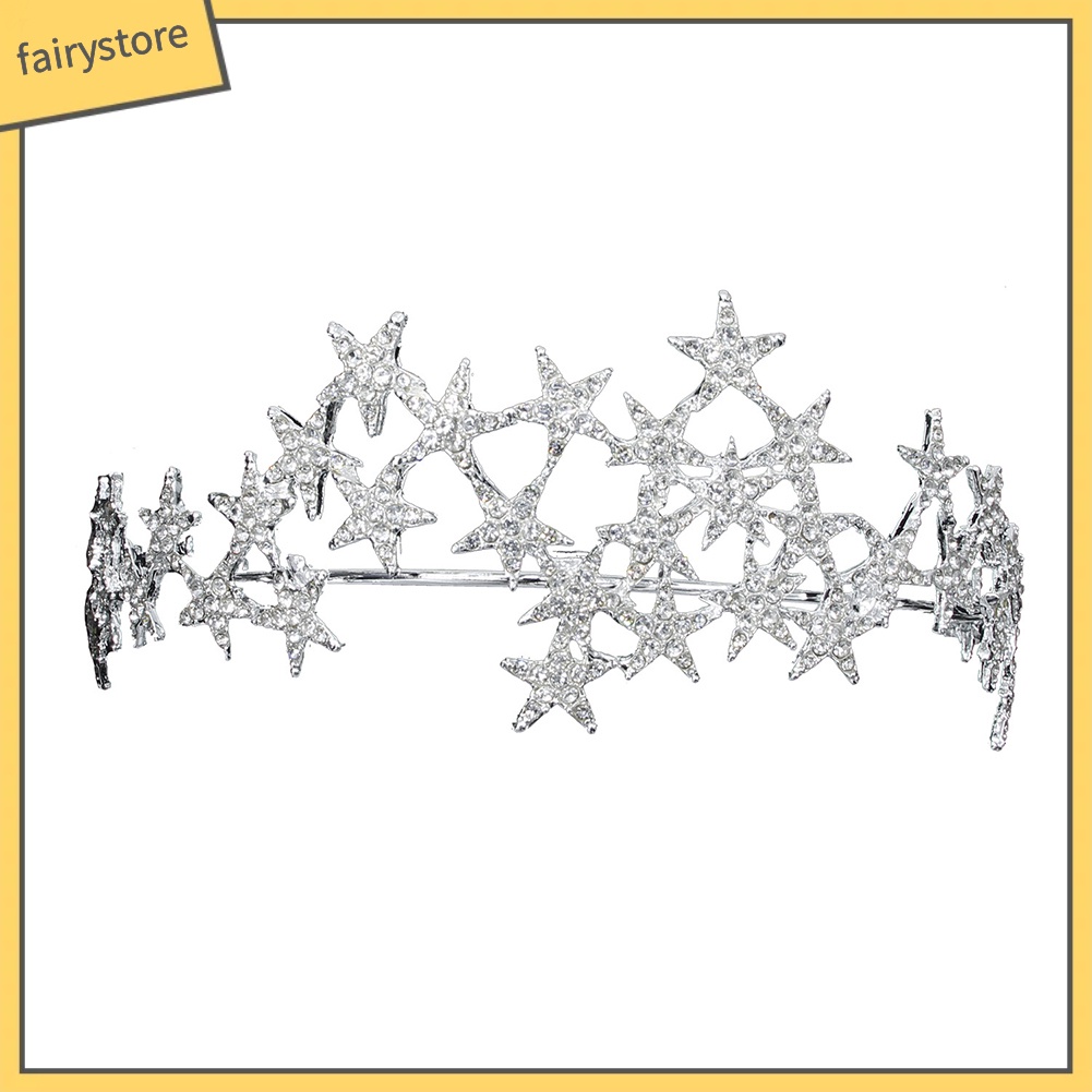 Vương Miện Cài Tóc Hình Ngôi Sao Đính Đá Lấp Lánh Cho Cô Dâu