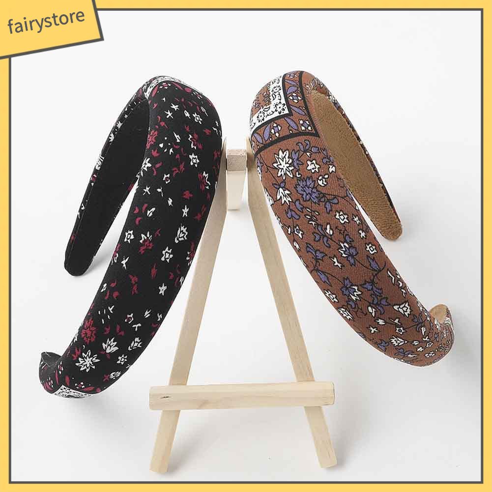 Băng Đô Cài Tóc Bằng Xốp In Họa Tiết Hoa Xinh Xắn Thời Trang Cho Nữ