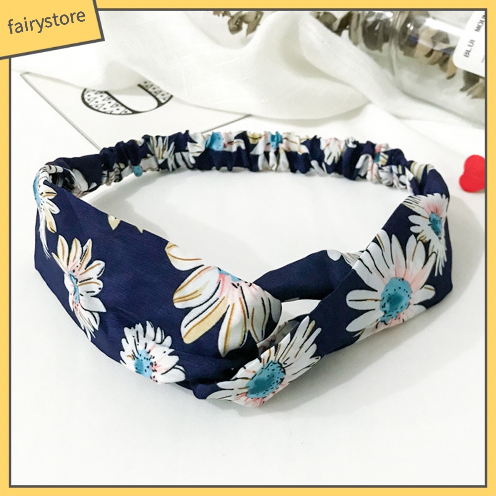 Băng Đô Thắt Nút Co Giãn In Họa Tiết Hoa Xinh Xắn Thời Trang Cho Nữ