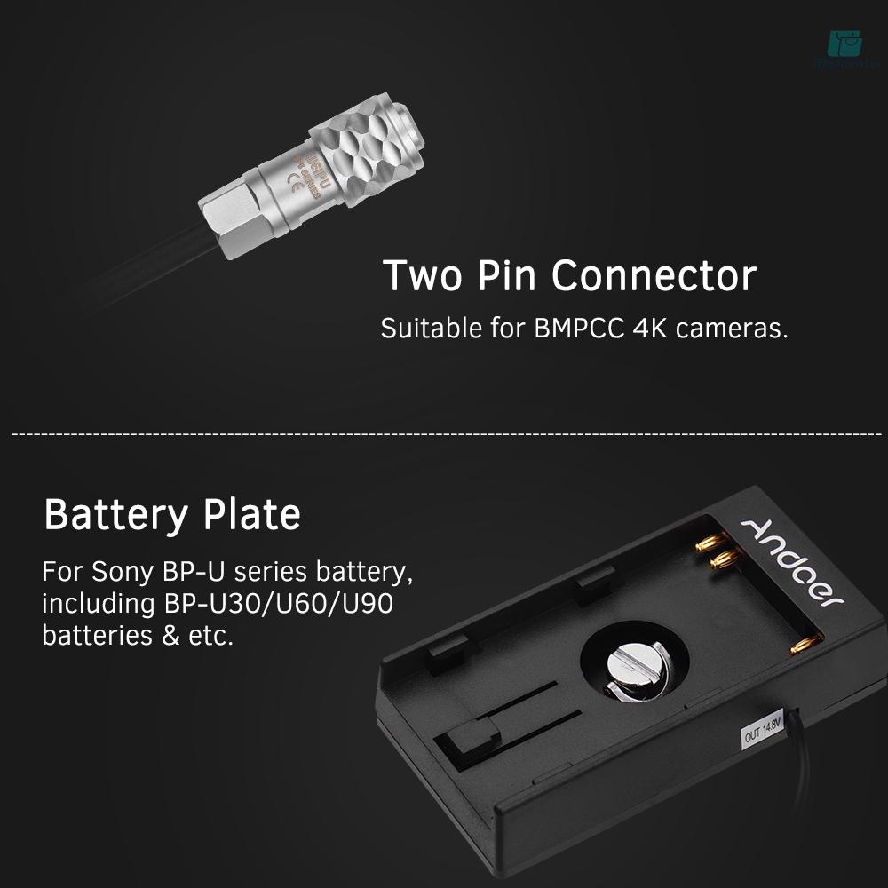 Andoer Camera DV Battery Power Supply Mount Plate Adapter with 1/4 Inch Screw for Blackmagic Cinema Pocket Camera BMPCC 4K for  BP-U30 U60 U90 BP-U Battery