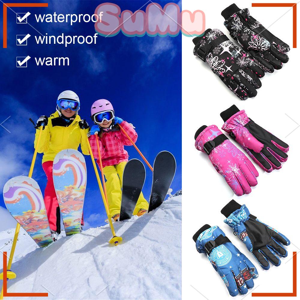 1 Đôi Găng Tay Trượt Tuyết Chống Thấm Nước Họa Tiết Hoạt Hình Dành Cho Bé