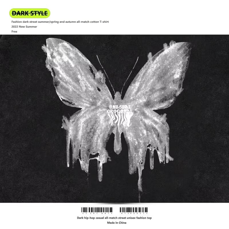 Áo Thun Tay Ngắn In Hình Bướm Phong Cách Âu Mỹ Thời Trang Mùa Hè Cho Cặp Đôi Nặng 280g