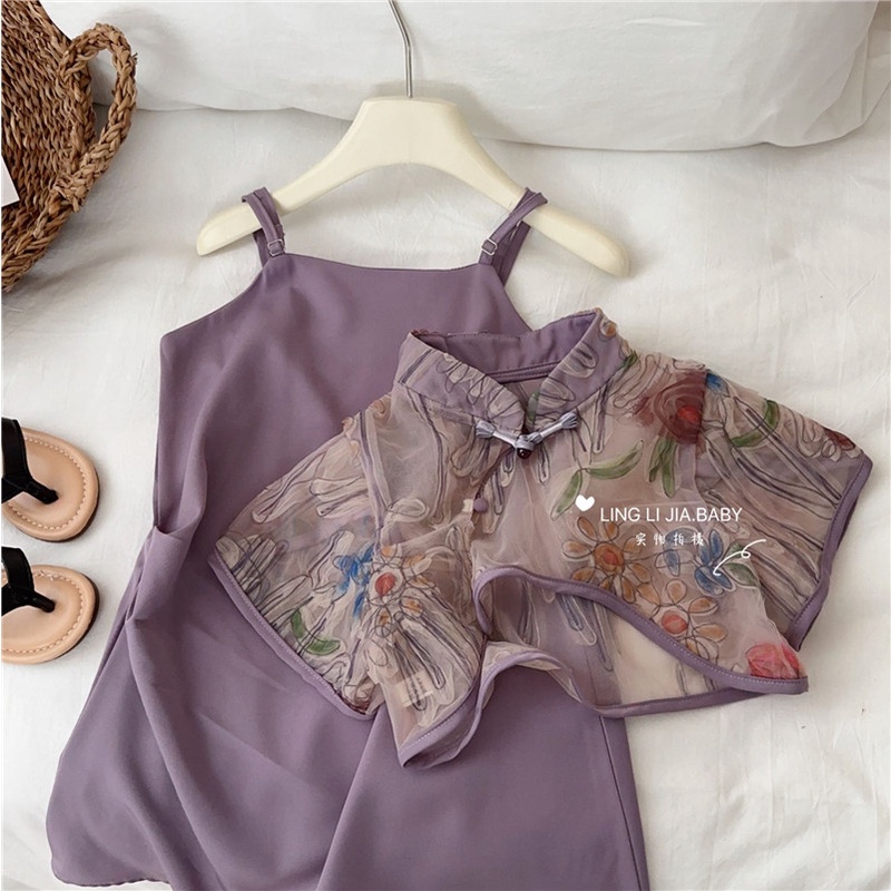 Đầm Sườn Xám Cách Tân Phong Cách Trung Hoa Thời Trang Mùa Hè Hàng Mới 2023 Dành Cho Bé Gái