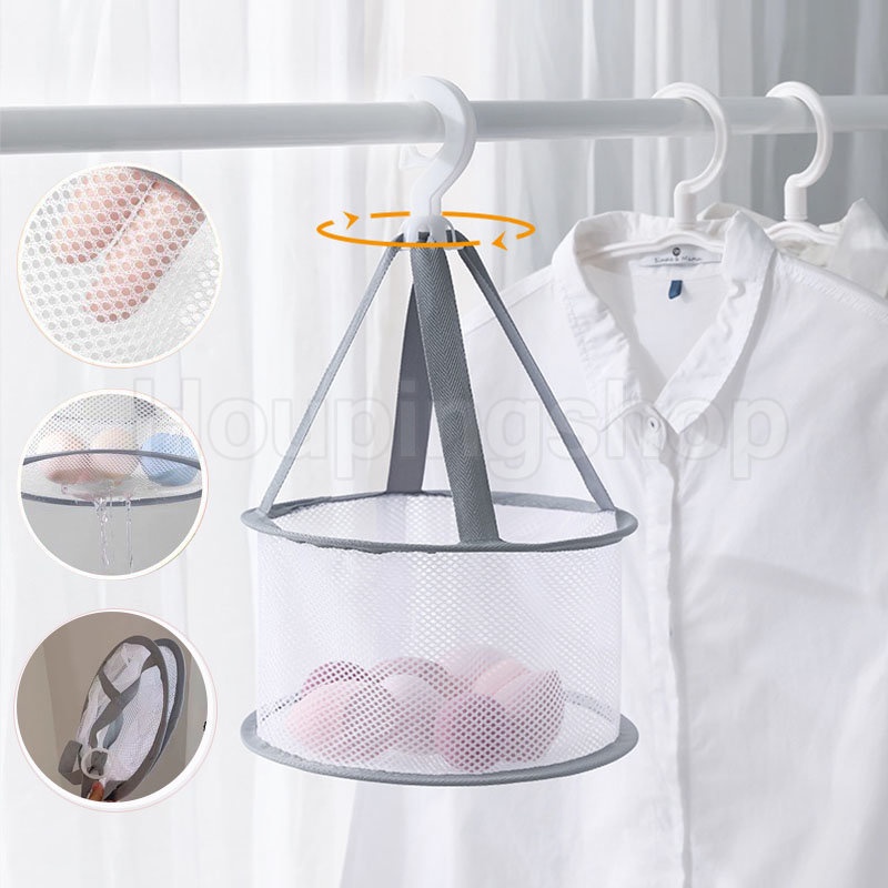 Giỏ Lưới Phơi Khô Đồ Trang Điểm Đa Năng Chống Biến Dạng Chống Rơi Kèm Móc Treo