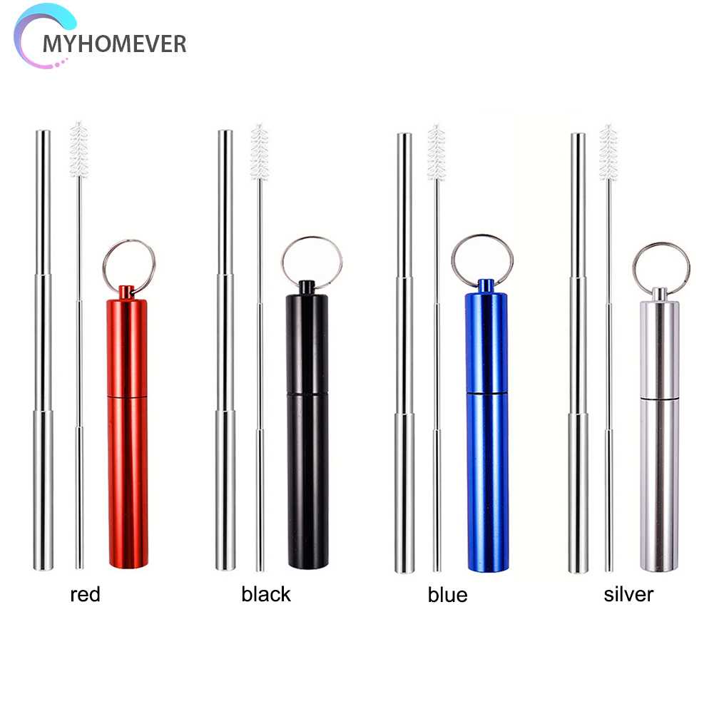 Bộ 3 Ống Hút Thép Không Gỉ Có Thể Tái Sử Dụng Kèm Cọ Vệ Sinh