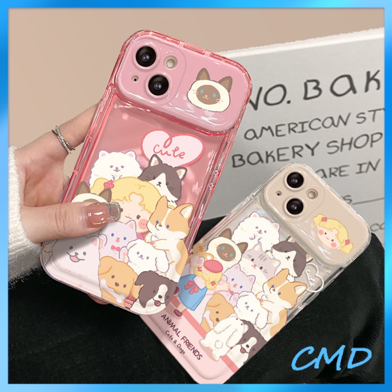 Ốp Lưng iPhone Camera Điện Thoại Cô gái với thú cưng của mình, gương lật, chống chấn động, bảo vệ máy ảnh Cho Iphone 6 / 6S / 6splus / se / 7 / 7plus / 8 / 8plus / X / xs / xsmax / 11 / 12 / 13 / 14 / Plus / Pro / Pro Max-8015