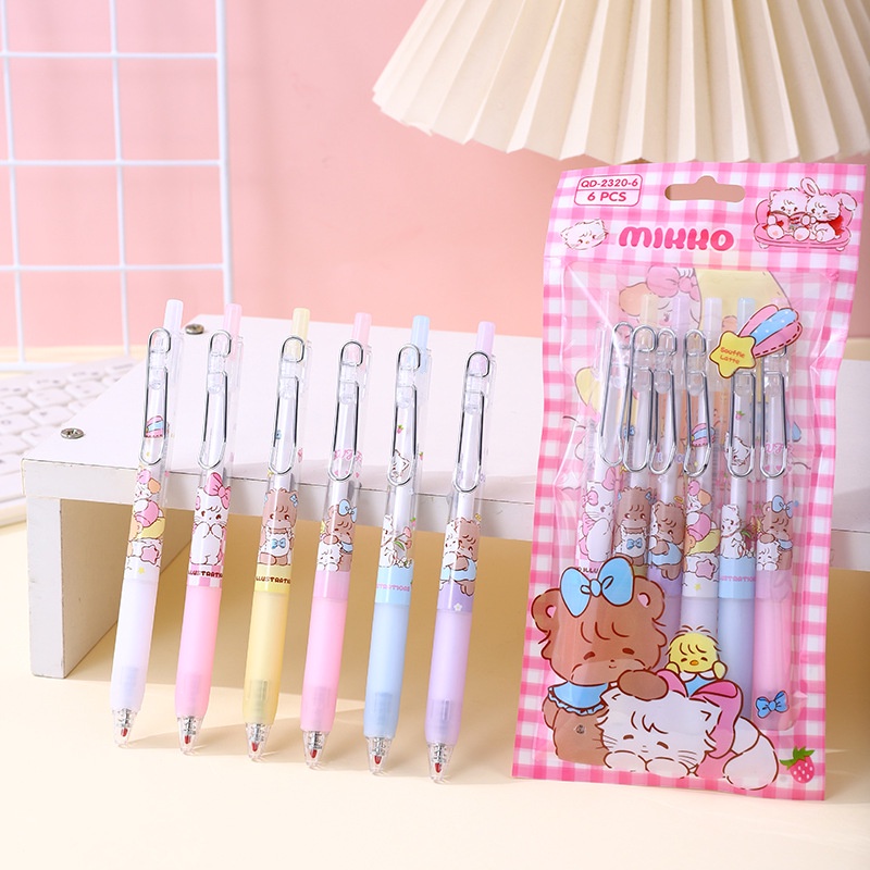 Bộ 6 Bút Bi Hoạt Hình Xinh Xắn
