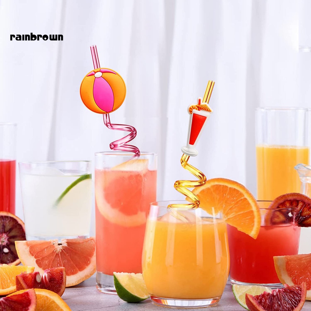 Bộ 8 Ống Hút Xoắn Ốc Dùng Để Trang Trí Thức Uống