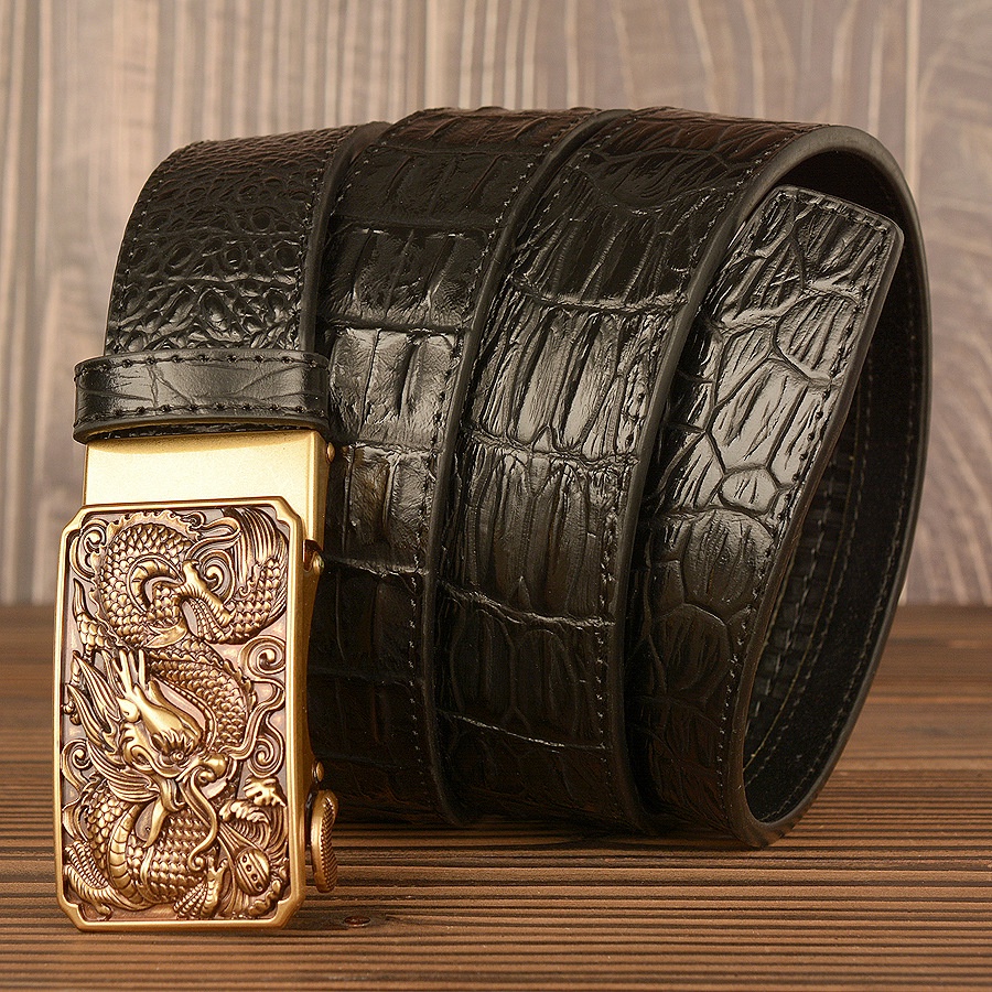 Thắt Lưng Da Bò Họa Tiết Da Cá Sấu Thiết Kế Mới Cao Cấp Thời Trang Cho Nam