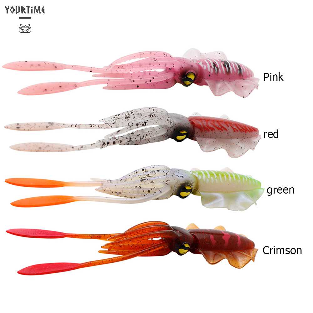 Mồi Câu Cá Giả Hình Bạch Tuộc 3D Phát Sáng 15cm Mềm