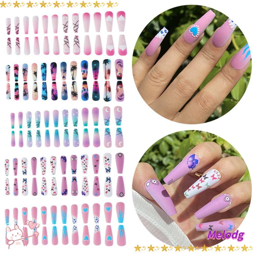 Bộ 24 Móng Tay Giả Dạng Nhấn Che Phủ Toàn Diện Kiểu Pháp