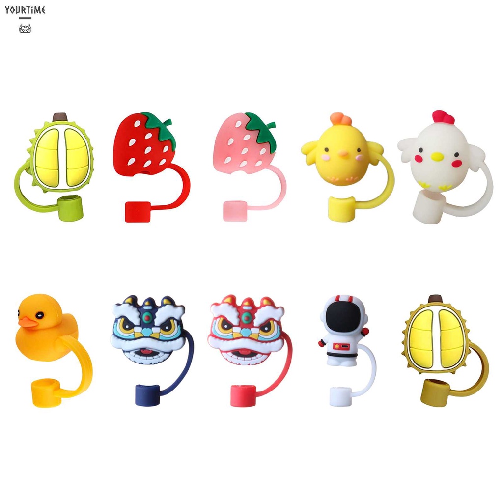 Ống Hút Silicon Tái Sử Dụng Họa Tiết Hoạt Hình 5-10mm