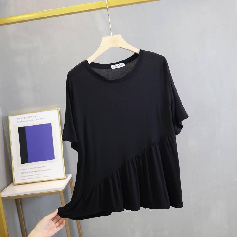Áo Thun Tay Ngắn Cổ Tròn Màu Trơn Dáng Rộng Thời Trang Mùa Hè Phong Cách Hàn Quốc Mới 2023