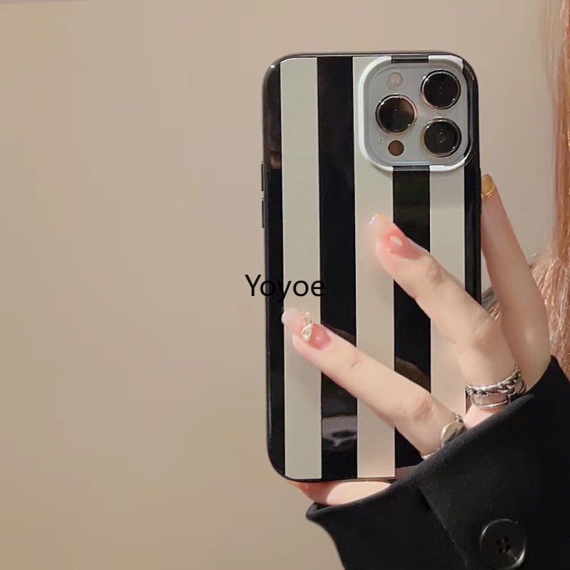 Ốp Điện Thoại Silicone Mềm Chống Sốc Họa Tiết Sọc Trắng Đen Cho iPhone 13 12 11 14 Plus Pro Max X XS Max XR 7 8 Plus SE