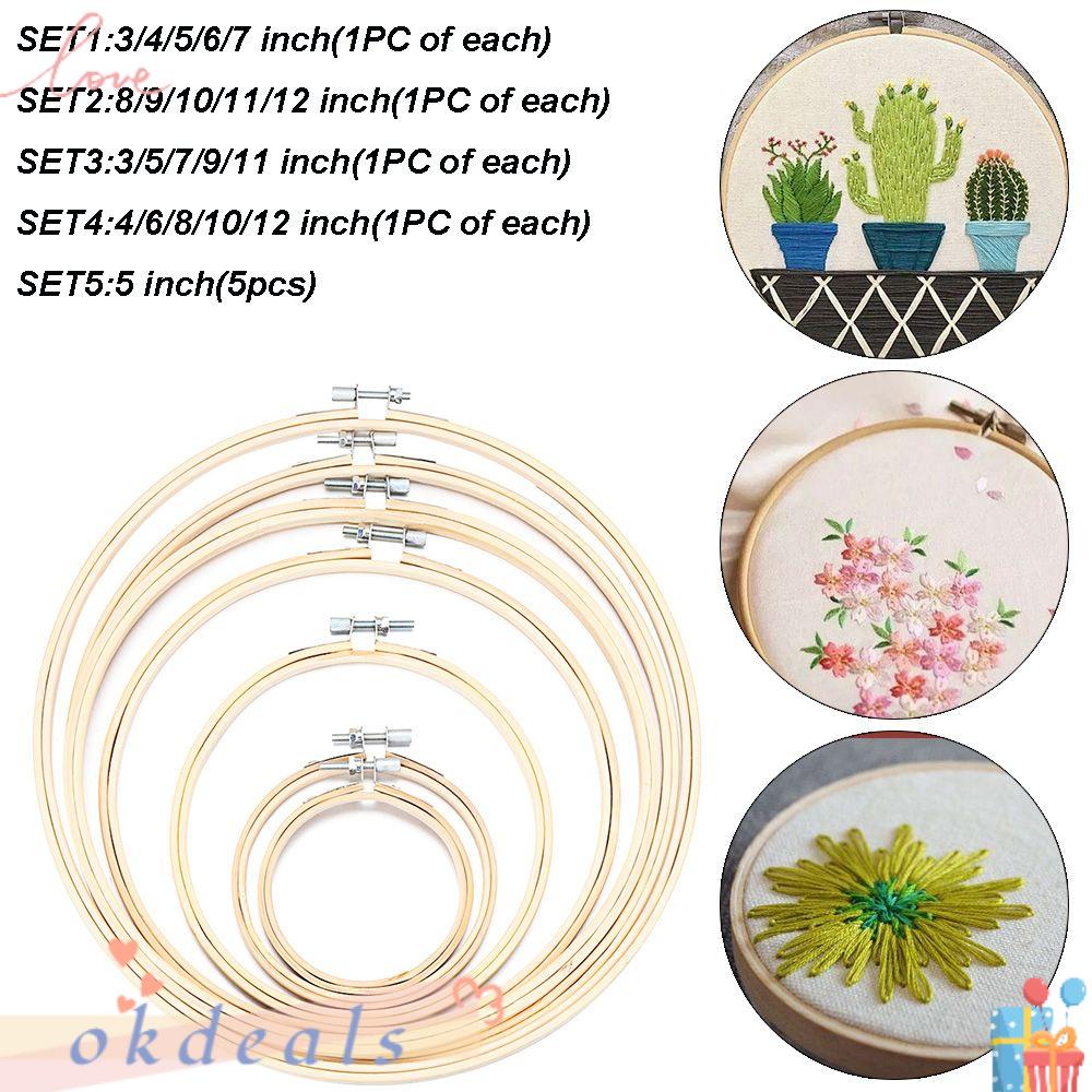 Bộ 5 Kim Thêu Hình Tròn Bằng Tre Diy