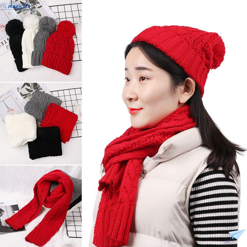 Set Mũ Và Khăn Choàng Cổ Mềm Mại Giữ Ấm Mùa Đông Cho Nữ