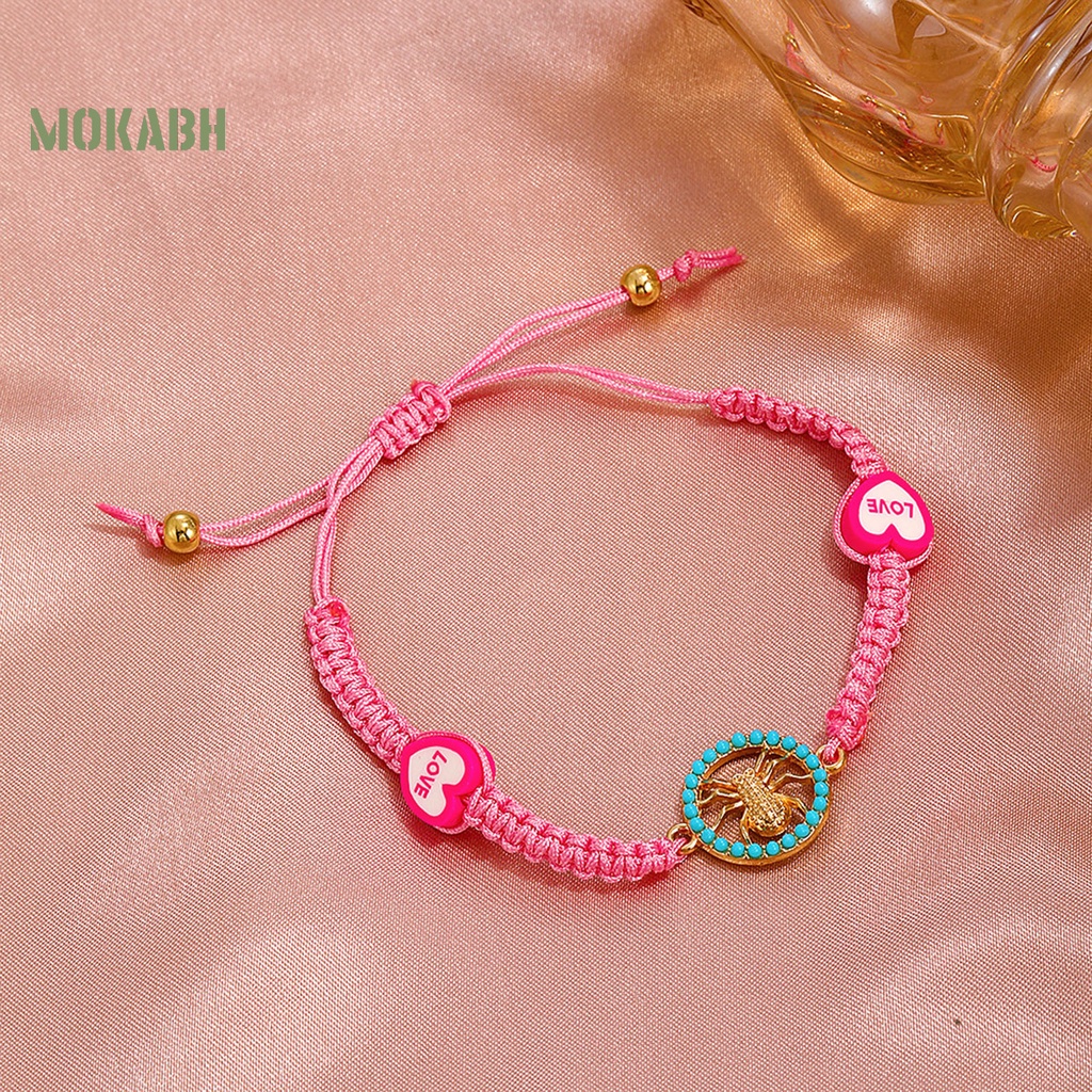 Vòng Tay Dây Bện Họa Tiết Trái Tim Vương Miện Phong Cách Bohemia