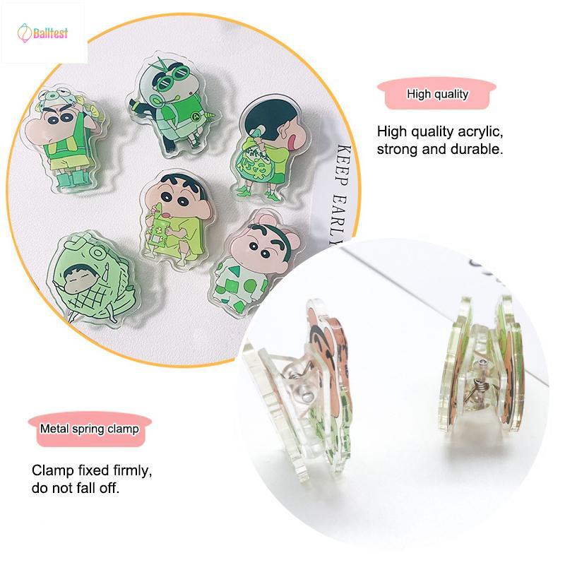 Balltest💜Kẹp Giấy Ghi Chú Bằng Acrylic Kiểu Hoạt Hình Cậu Bé Bút Chì Đáng Yêu