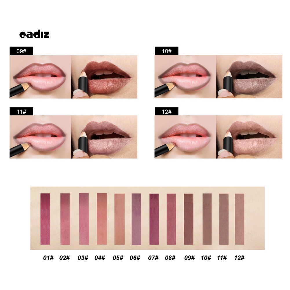 Chì Kẻ Viền Môi NAGETA 12 Màu Sắc Tùy Chọn Chống Thấm Nước Chống Dính Lâu Trôi