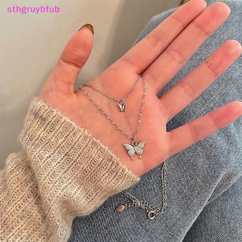 Vòng cổ Hai Lớp Mặt Hình Bướm Lấp Lánh Thời Trang Dành Cho Nữ