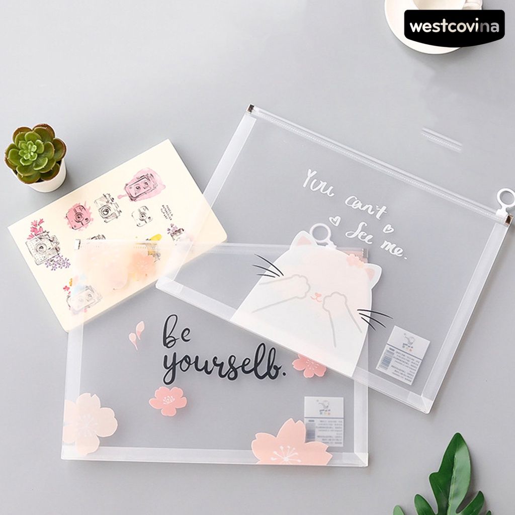 [WSTN] [WSTN]✎Set 4 Túi Đựng Tài Liệu Trong Suốt Chống Ẩm Sức Chứa Lớn Có Khóa Kéo