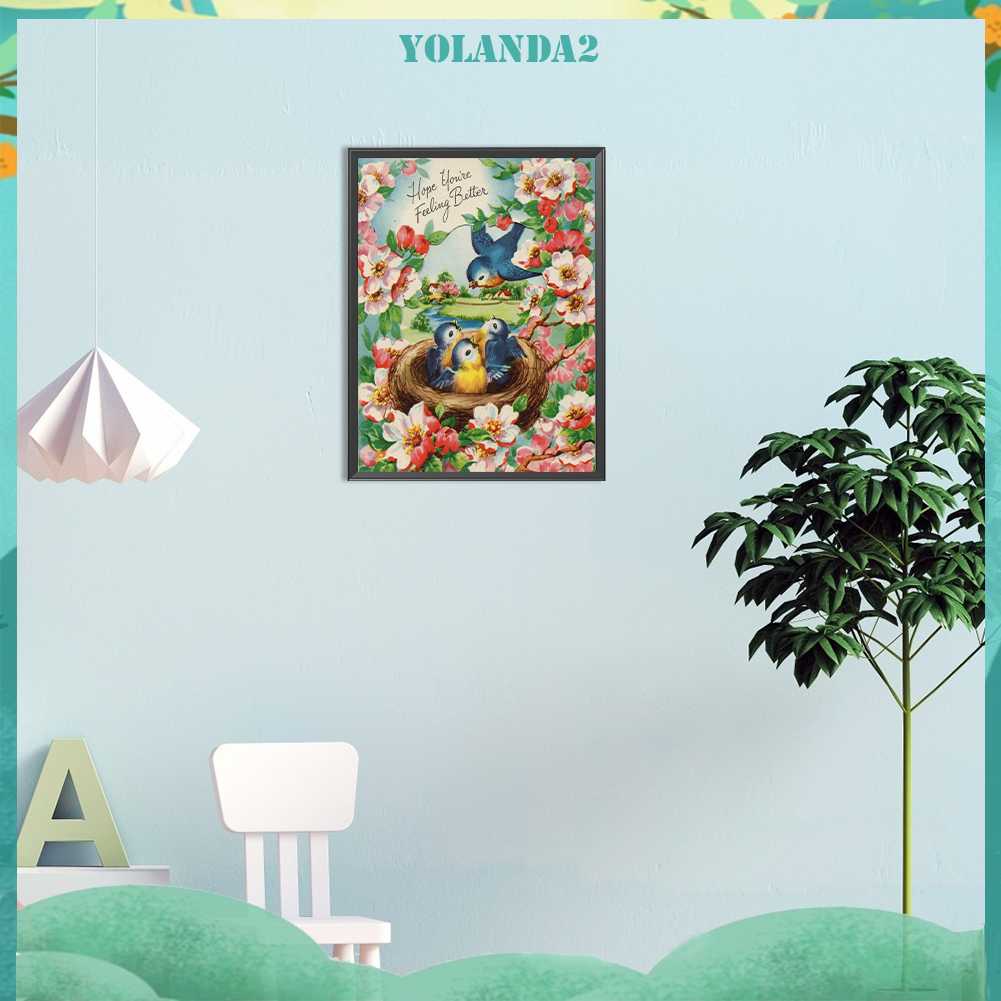 Tranh Đính Đá Kim Cương Toàn Bộ 5D DIY Hình Vẽ Chim Và Hoa