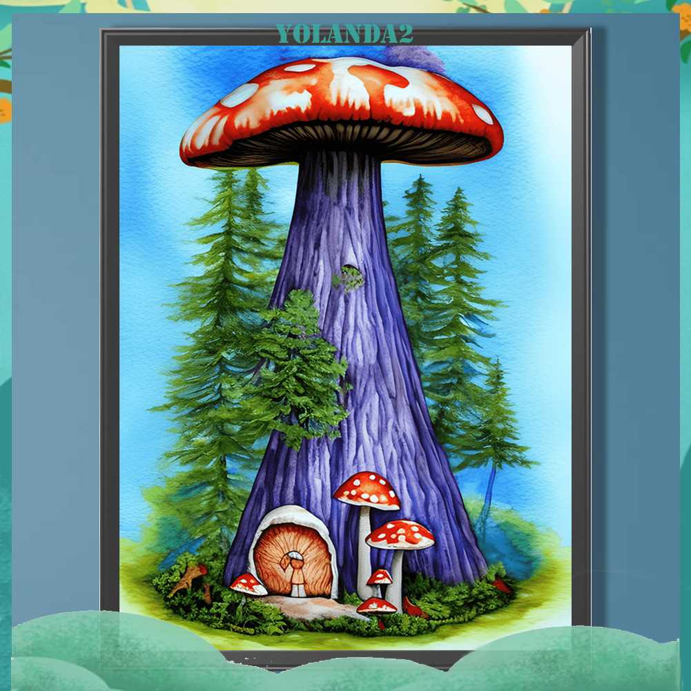 Tranh Đính Đá Kim Cương Toàn Bộ 5D DIY Hình Vẽ Nấm Trang Trí Nhà Cửa