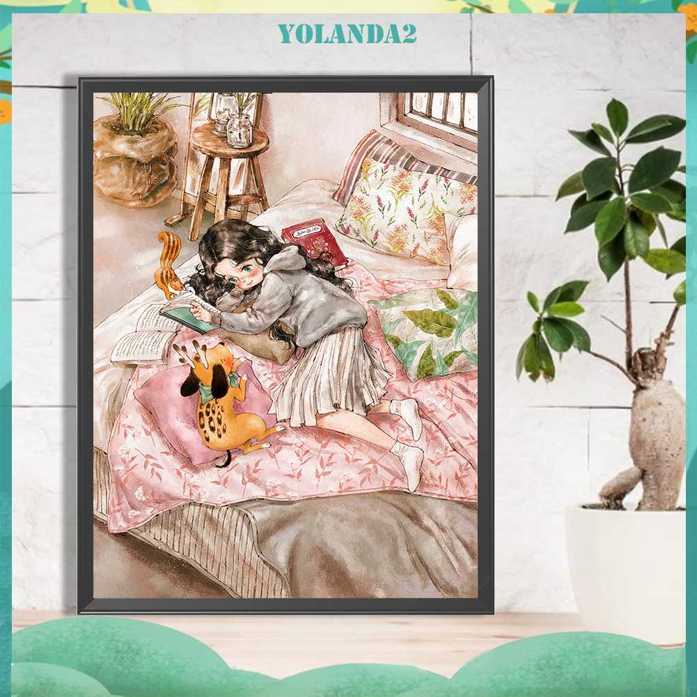 Tranh Đính Đá Kim Cương Toàn Bộ 5D DIY Hình Vẽ Cô Gái Trang Trí Nhà Cửa