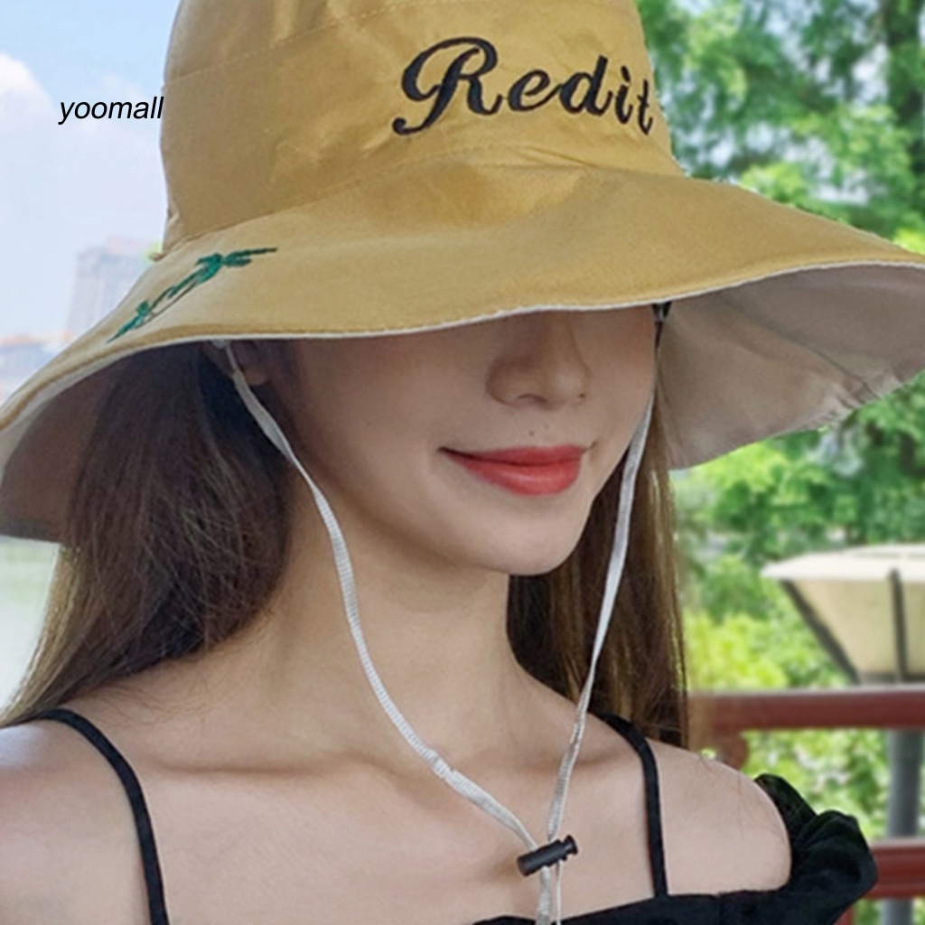 Nón Vành Tròn Dây Rút In Họa Tiết Cây Cối Thời Trang Cho Nữ