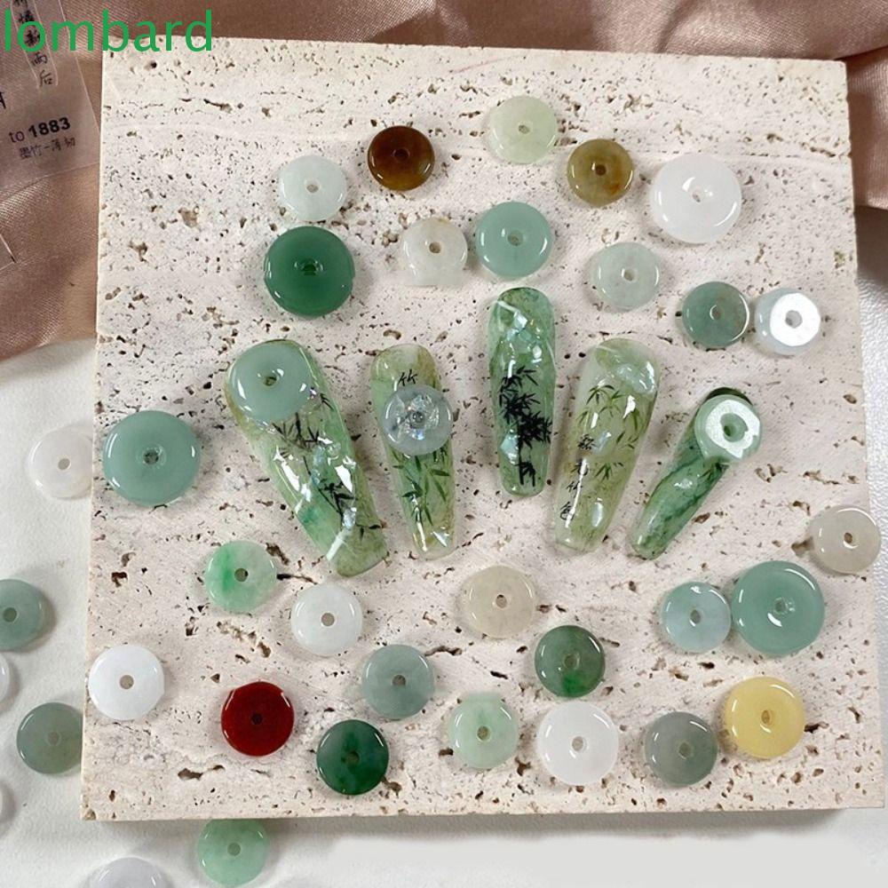 Hộp Phụ Kiện Trang Trí Móng Tay Nghệ Thuật DIY Bằng Resin Hình Tròn Màu Xanh Tre Phong Cách Trung Hoa