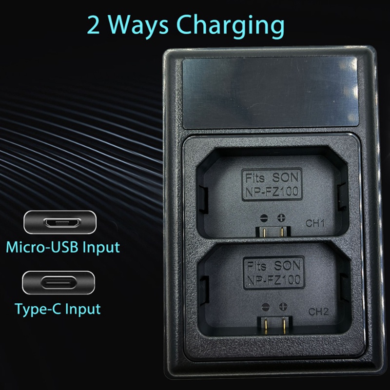 Bộ Sạc Pin USB Kép NP-FZ100 Cho Máy Ảnh Sony A7III A7RIII A7373 A7R3 A9 A7R4 A7RM4 A6500